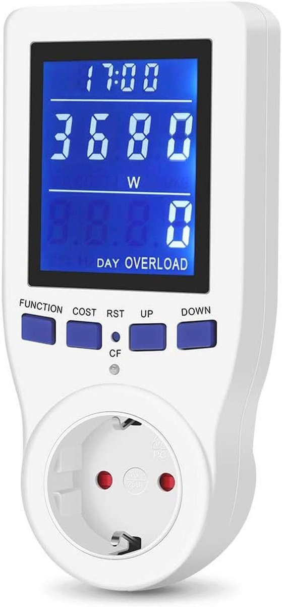 Energiekostenmeter met LCD-scherm en CO2-calculator - Stroomverbruikmeter voor huishoudelijke apparaten