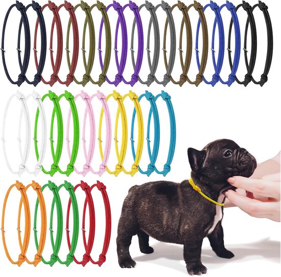 JJWNMLL 16 stuks puppy ID-halsbanden, halsbanden voor pasgeboren kittens, zachte polyester halsband verstelbare puppy ID-banden identificatie puppy halsband voor hond kitten pasgeboren huisdier