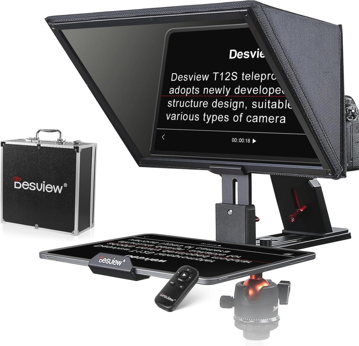 Teleprompter 12,9 inch met afstandsbediening voor iPad, tablet en smartphone