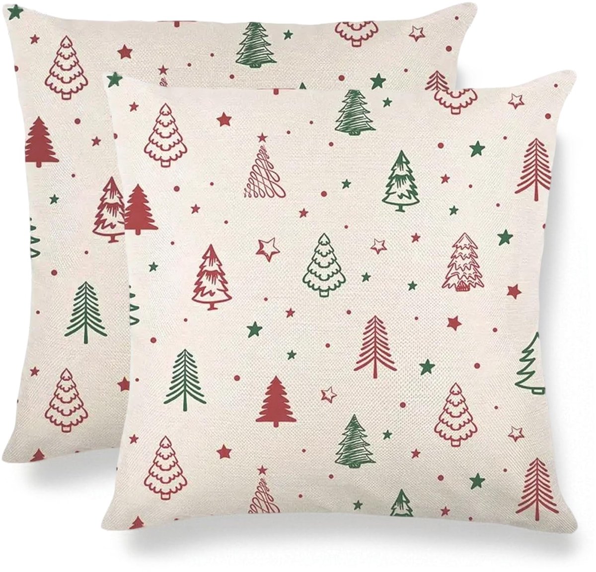 Unyqoos Set van 2 linnen kussenslopen met kerstmotief in rood en ontwerp Linnen Kleur