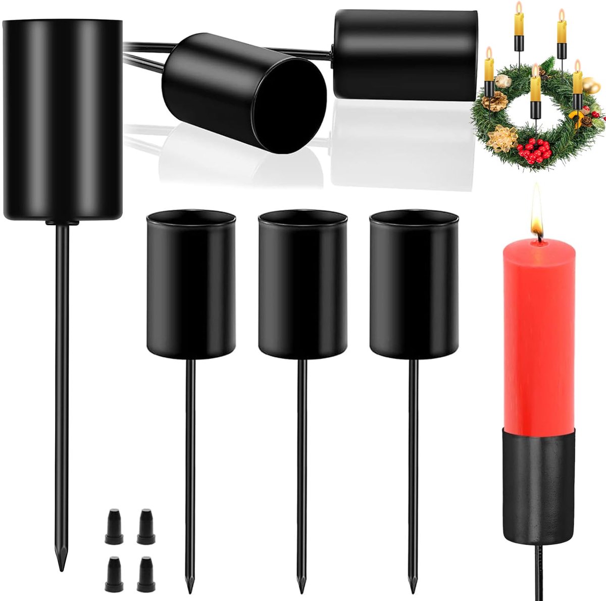 Unyqoos Set van 4 Retro Adventskandelaren voor Stijlvolle Kerstdecoratie Zwart