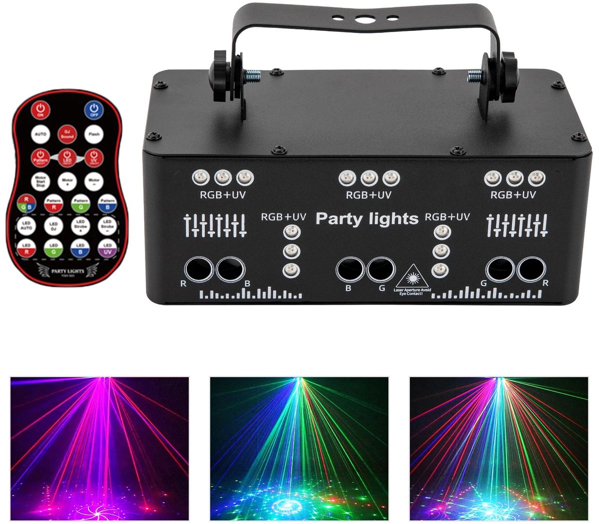 LabelOne Discolamp - Discobal - Stroboscoop - Laserlichten - 21 LED - geluidsbesturing - lichtgewicht - incl. afstandsbediening