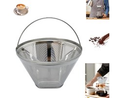 1 stuk - Koffiefilters - RVS Koffiefilter - Herbruikbaar - Koffiefilterhouder - Pour Over Koffie - Kaffeefilterhalter – Dauerhafter Kaffeefilter – Waschbarer Kaffeefilter für die handwerkliche Kaffeeproduktion
