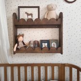 Montessori boekenrek kinderkamer | 2 planken - Wengé gebeitst 52x60x12 | toddie.nl
