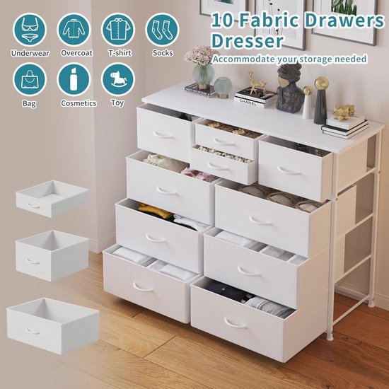 FOREHILL Comodekast met 6 schuifladen, 120 cm breed, dressoir, comodetekast voor slaapkamer, woonkamer, hal, van hout, 120 x 42,5 x 82,5 cm
