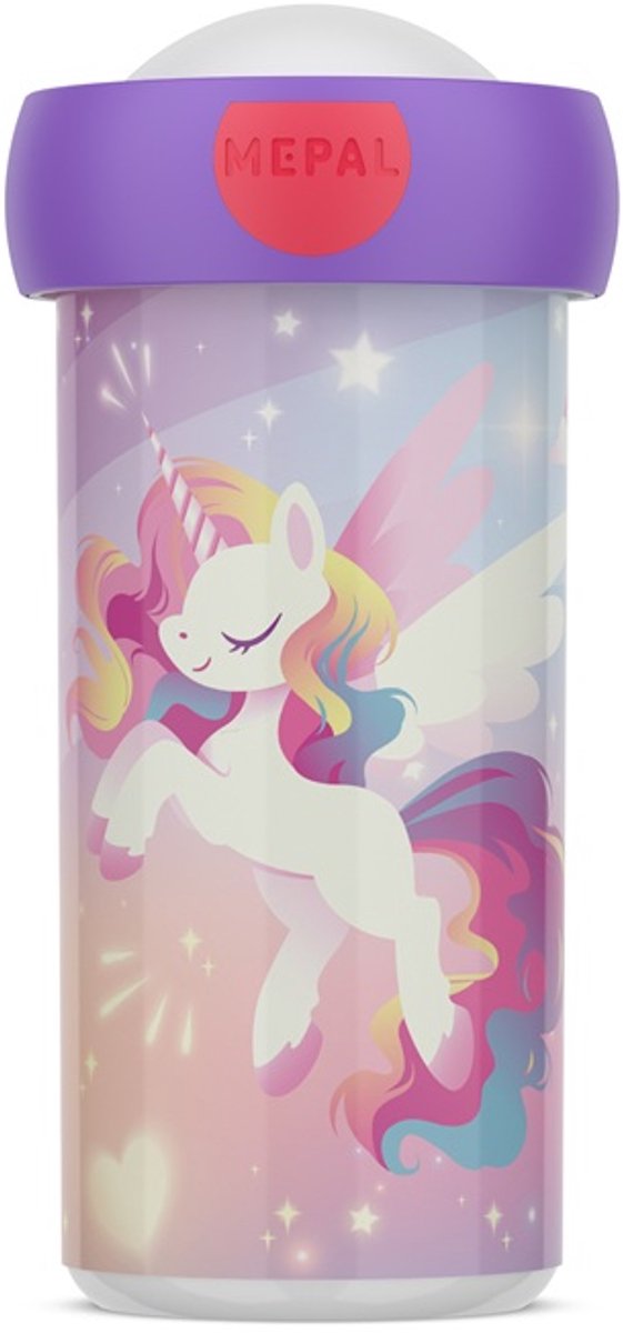 Mepal schoolbeker Campus - 300 ml - Sluit goed af - Drinkbeker voor kinderen - Unicorn Glow