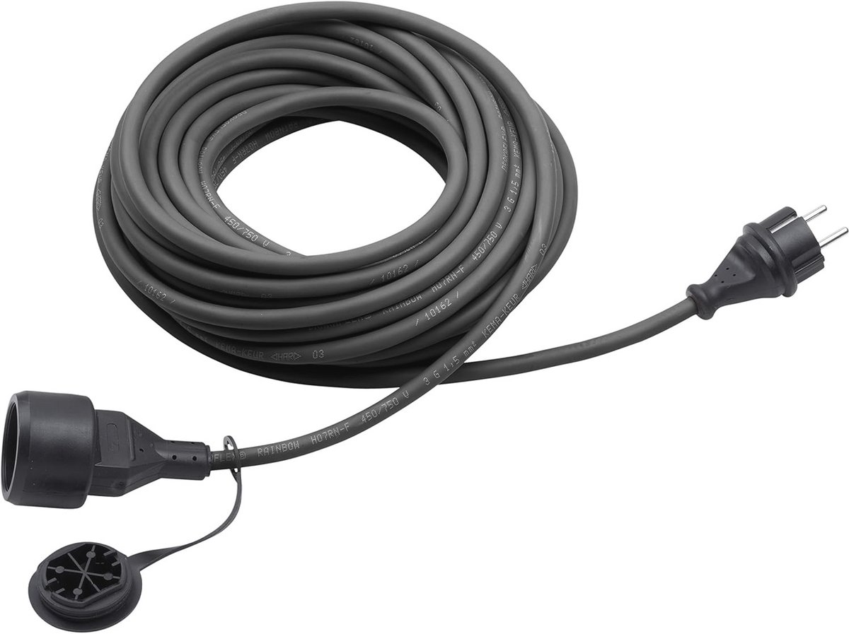 Verlengstuk met Randaarde 25m - Rubber Kabel voor Buitengebruik IP44