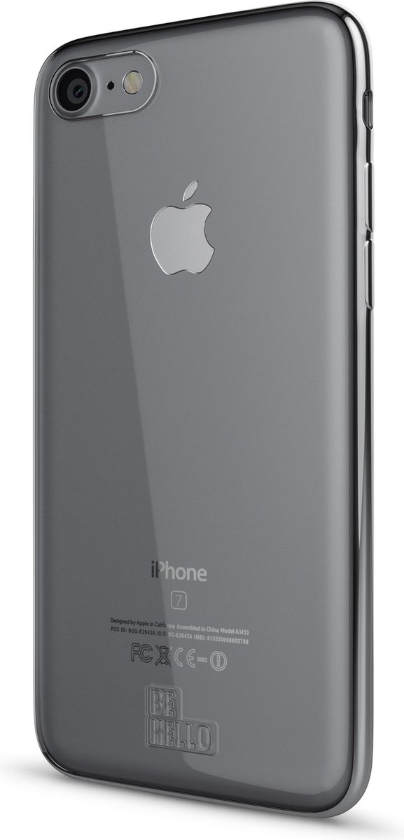 BeHello iPhone 8 7 6s 6 Gel Siliconen Hoesje Transparant met Zilveren Rand