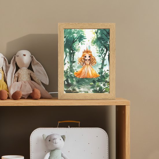 Nachtlampje 15x20 cm - Kinder lampje - Prinses - Meisje - Geel - Prinsessenjurk - Tafellamp kinderkamer - Slaapkamer lamp - Bedlamp kinderen - Kinderlampje stopcontact - Wandlamp babykamer - Nachtlampjes van OnlyWow — afbeelding 3