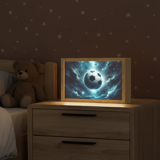 Nachtlampje 30x20 cm - Kinder lampje - Voetbal - Galaxy - Ruimte - Sport - Blauw - Tafellamp kinderkamer - Slaapkamer lamp - Bedlamp kinderen - Kinderlampje stopcontact - Wandlamp babykamer - Nachtlampjes van Merkloos — afbeelding 2
