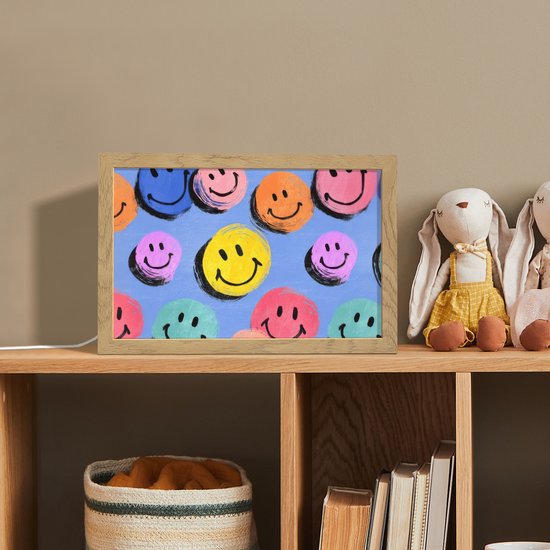 Nachtlampje 30x20 cm - Kinder lampje - Smileys - Kleurrijk - Tafellamp kinderkamer - Slaapkamer lamp - Bedlamp kinderen - Kinderlampje stopcontact - Wandlamp babykamer - Nachtlampjes van Merkloos — afbeelding 3