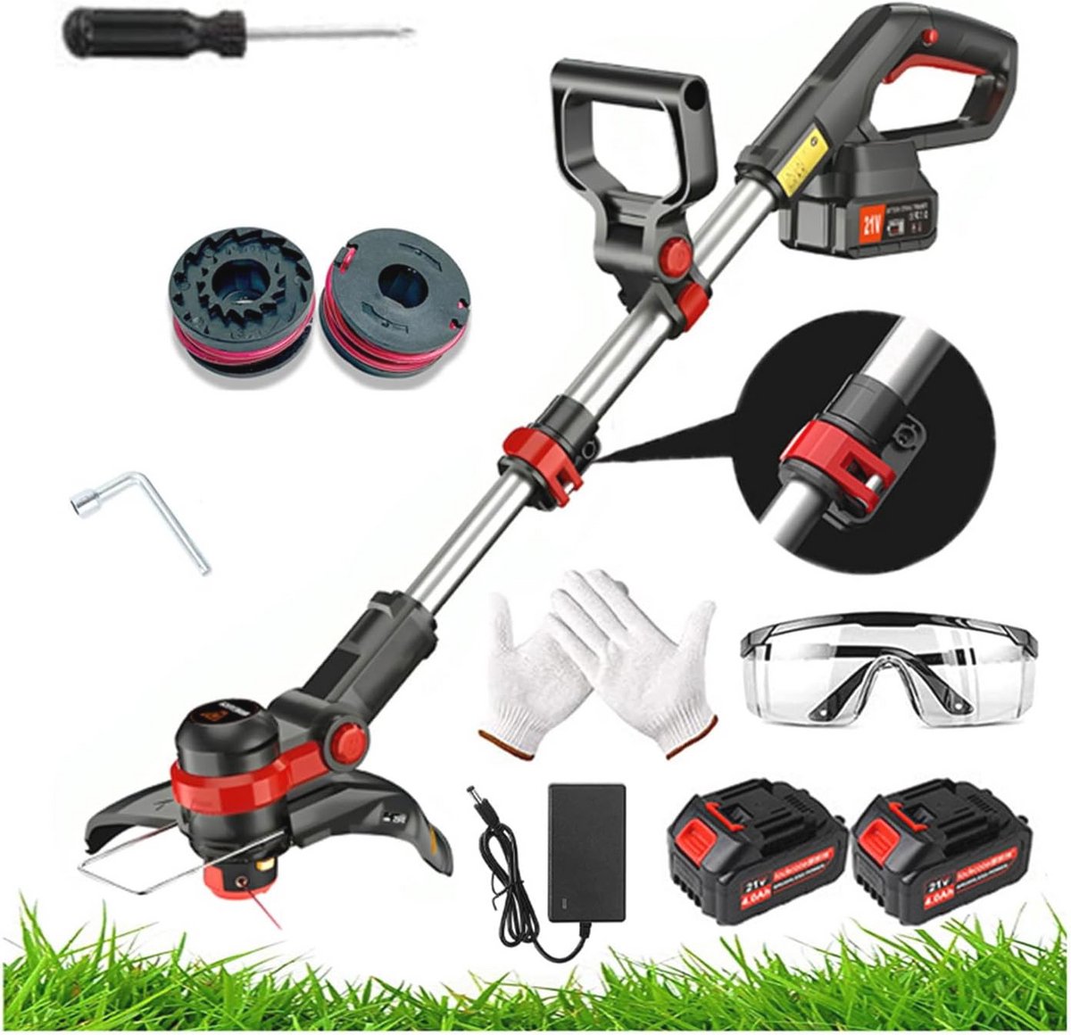 Accu Grastrimmer met 2 Accu's en Commandovoeding - Ideaal voor Tuinonderhoud