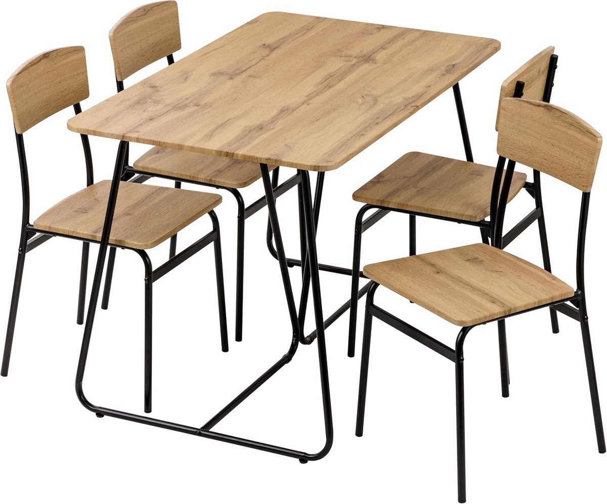 Eetkamerset Tafel met 4 Stoelen Vierkant Modern Lichtgewicht Binnen en Buiten Montage