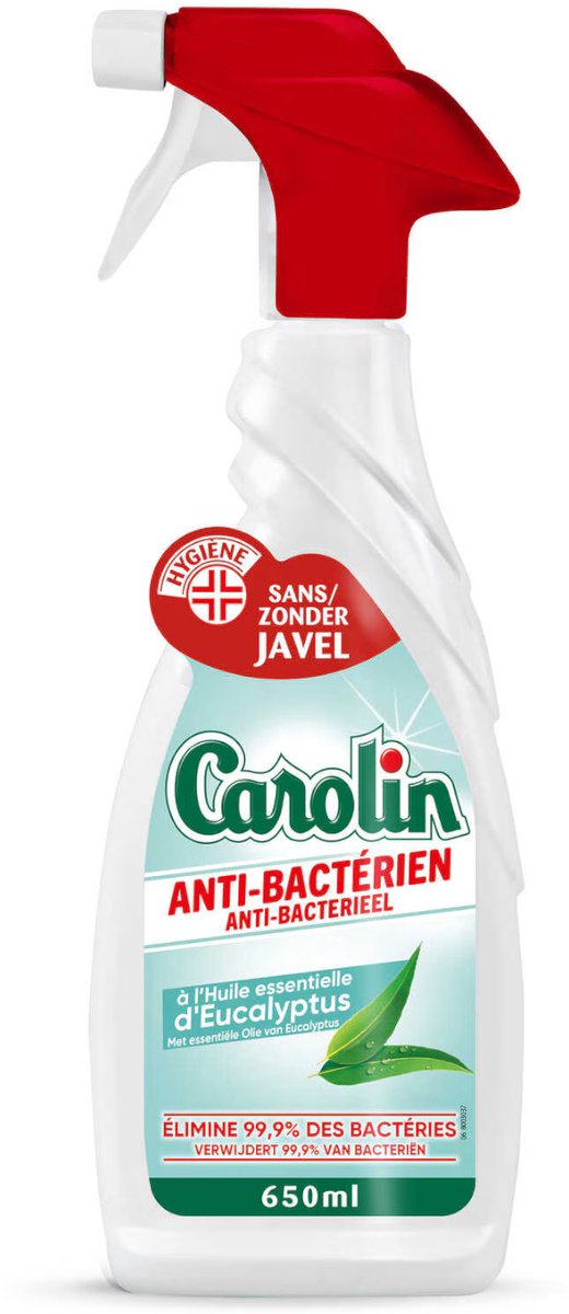 12x Carolin anti bacterien spray - allesreiniger 650ML eucalyptus