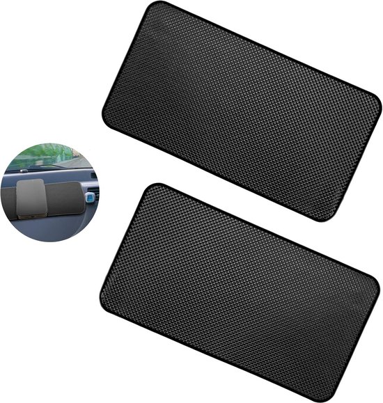 Antislipmatten voor autodashboard - 2 stuks, extra groot, zelfklevend, 27,6 x 15,9 cm