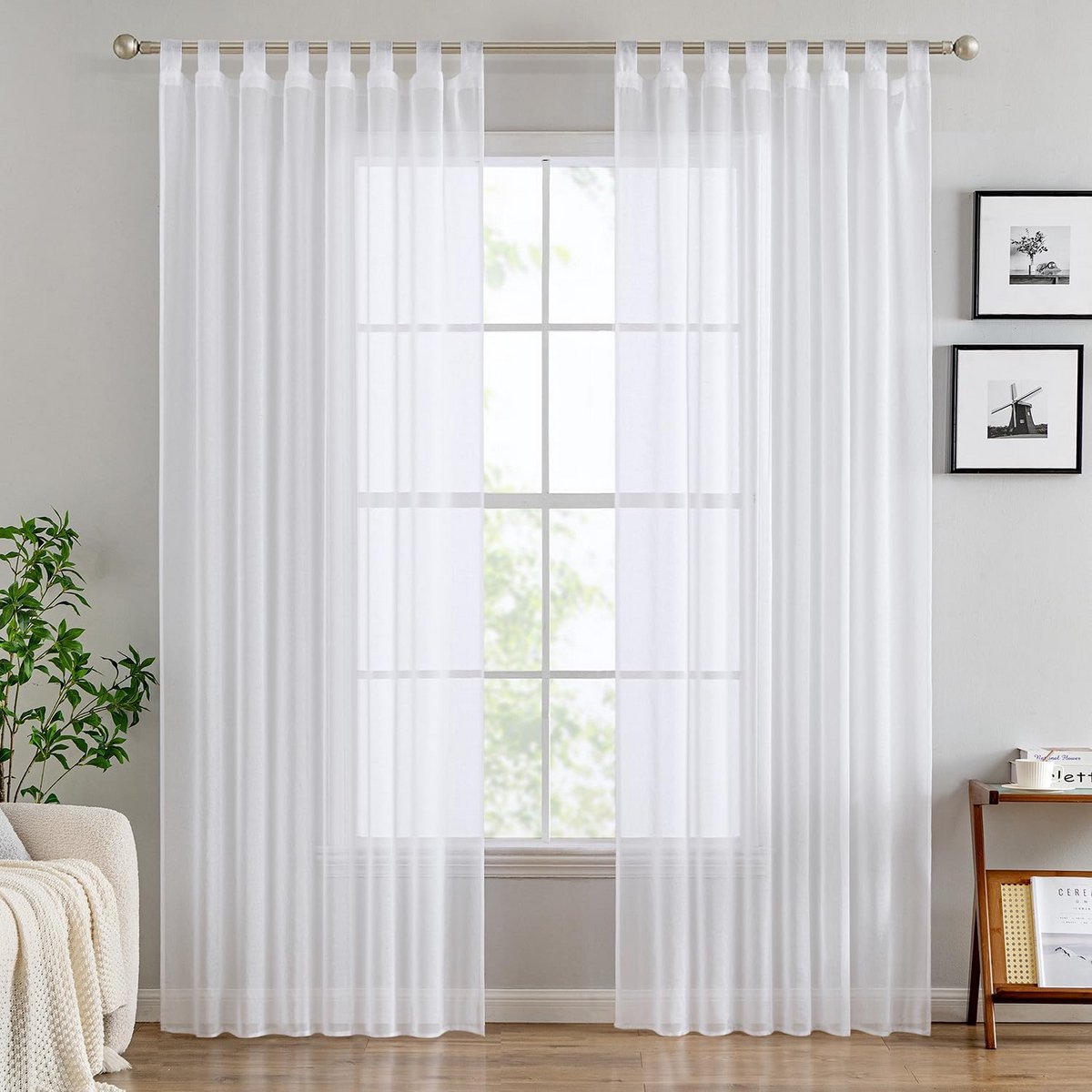 Luchtige Transparante Gordijnen Set Wit 2 Stuks voor Woonkamer en Slaapkamer 140x245 cm