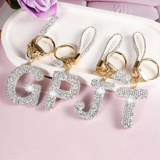 YJYJZX Porte-clés à Lettre Initiale A-Z 26 - Pendentif en Argent - Cadeau pour Femme, Homme, Amis, Soeurs, Anniversaire