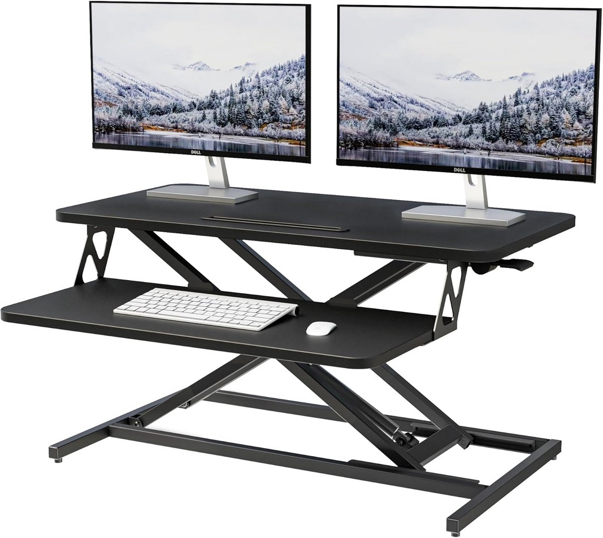 In hoogte Verstelbare Zit-Sta Bureau Converter met Breed Platform voor Dual Monitors