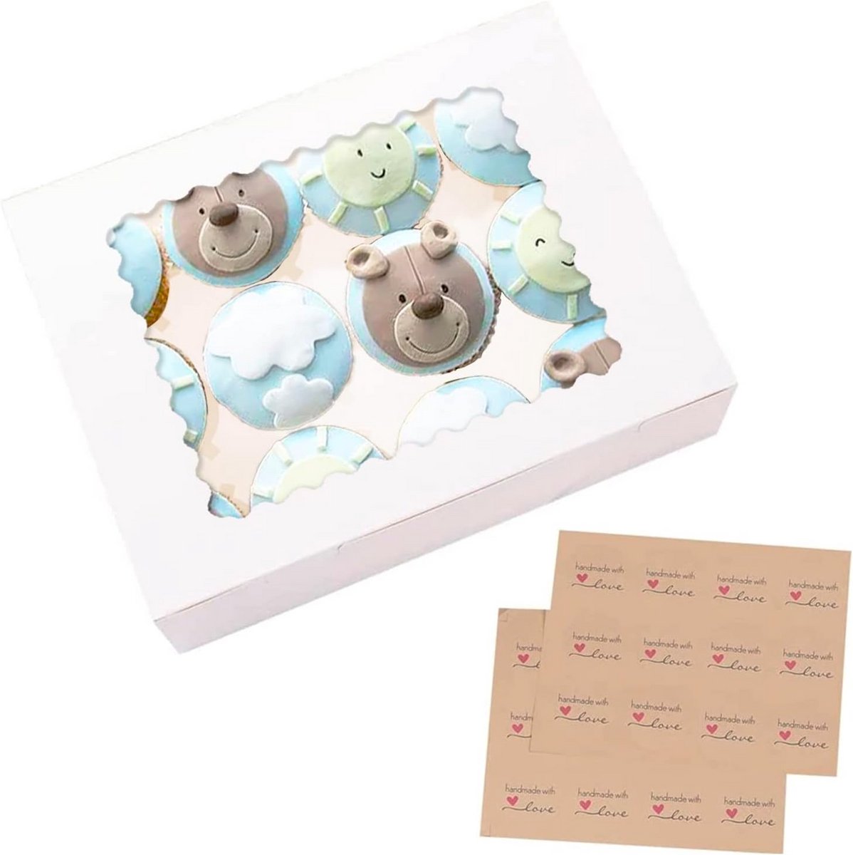 Caviteitsdozen voor Cupcakes – 15 x 12 Cavity, Met Venster en Inzetstukken