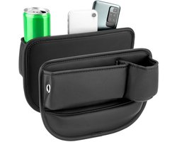 Allecta - Auto-organizer voor autostoel - Lederen opbergdoos met bekerhouder en USB-oplaadopening