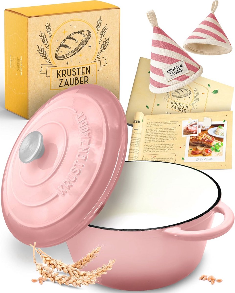 Gietijzeren pan als stoofpan met deksel - 26 cm ovengeschikte Dutch oven voor brood en stoofgerechten