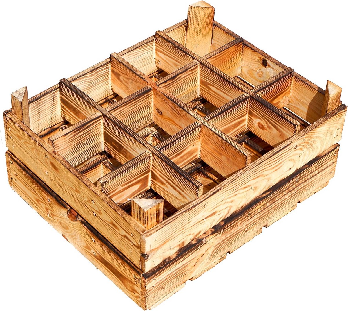 Rustiek Flessenrek voor 12 Flessen - 50 x 40 x 23 cm - Wit/Natuur