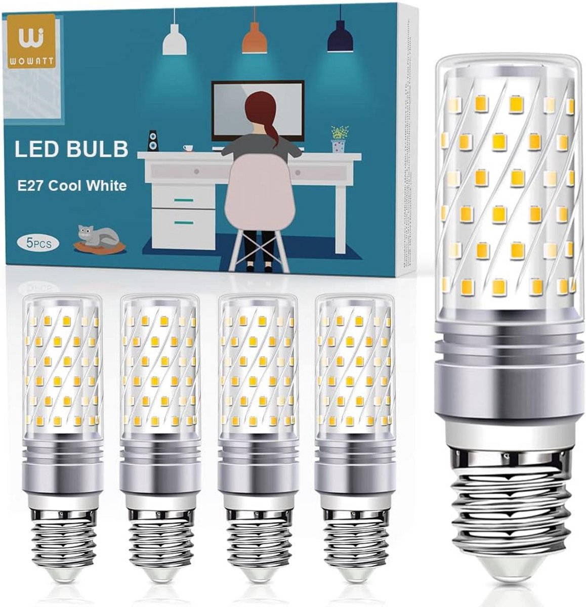 E27 LED Gloeilamp 12W - Vervang 120W Gloeilampen met 6000K Koud Wit Licht en 1200lm Helderheid