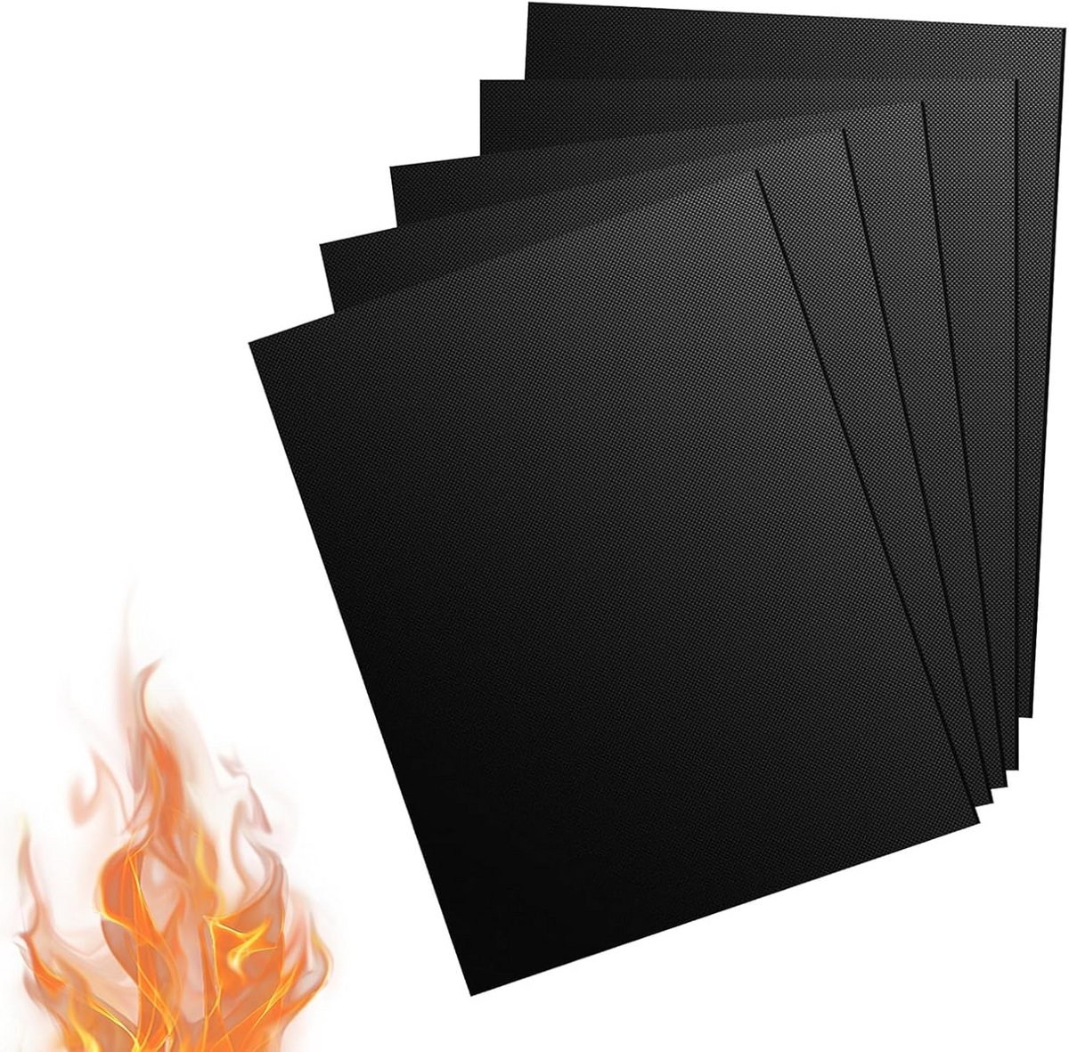 Grillmatset 5-delig - 40 x 30 cm - Herbruikbare en hittebestendige antiaanbakmatten