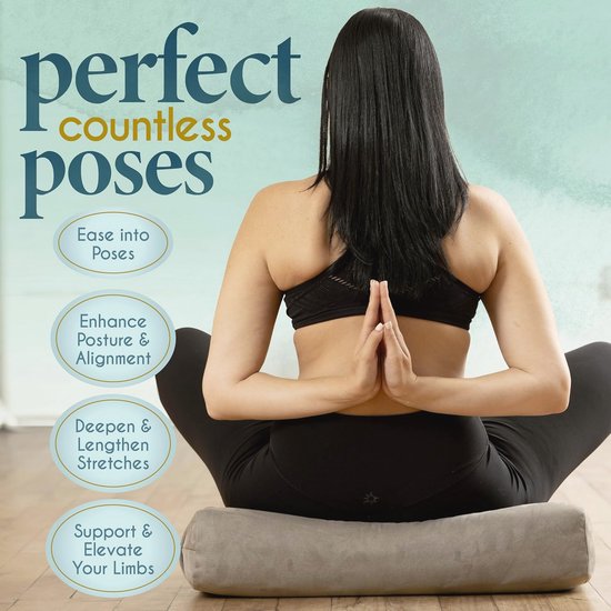 Luxe Fluwelen Yoga Bolster - Grote Ondersteunende Kussen voor Restorative Yoga en Meditatie - Machine Wasbare Hoes van Luxe — afbeelding 3