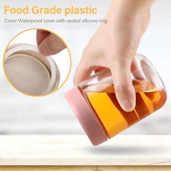 Yoghurtglazen met deksel - Glazen bewaark containers voor haver, 350 ml en 480 ml - Verpakking van 6 stuks — afbeelding 4