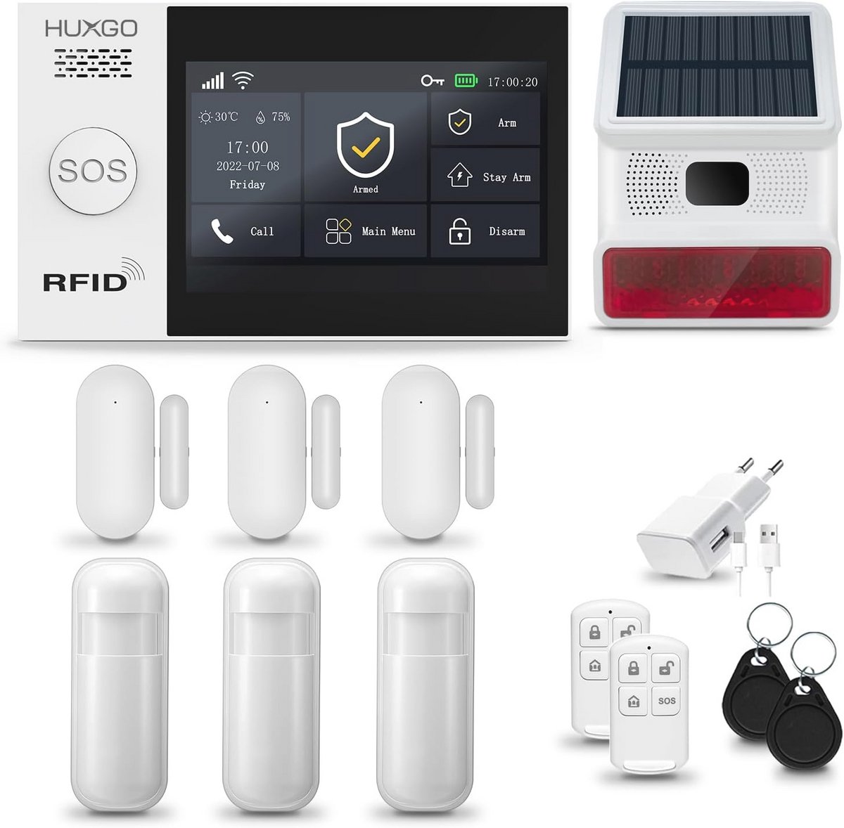 Draadloos Alarmsysteem met Sirene GSM 4G + WiFi | Compleet Slim Beveiligingssysteem met Bewegings- en Deursensoren | Perfect voor Huis en Appartement
