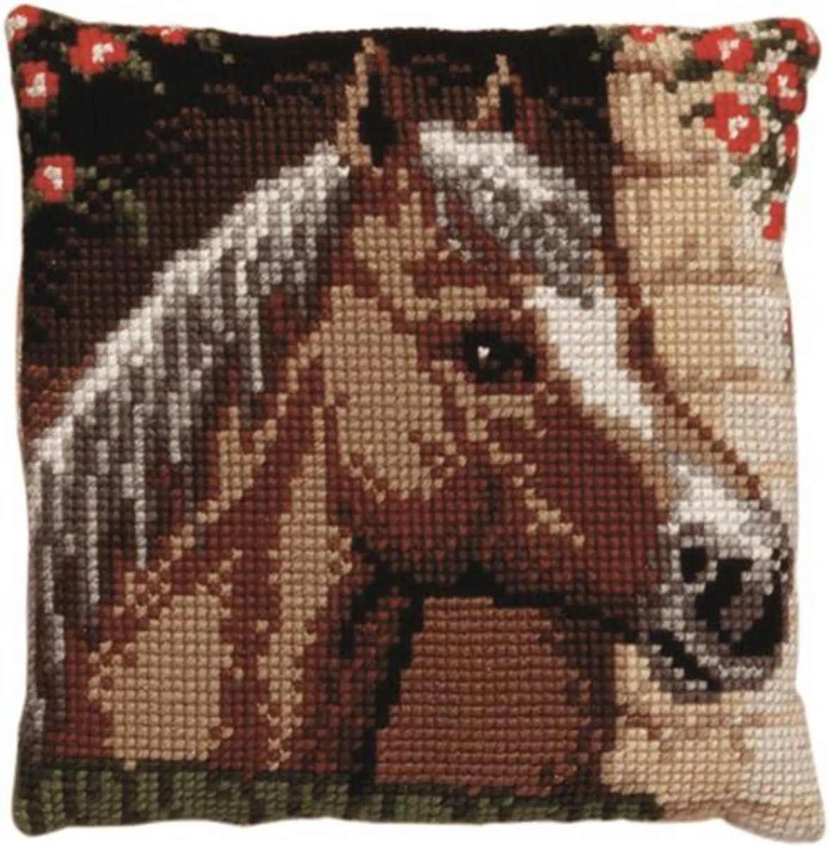 Pako borduurpakket kruissteek kussen - paard - geprint stramien - 003.147 - DIY kit