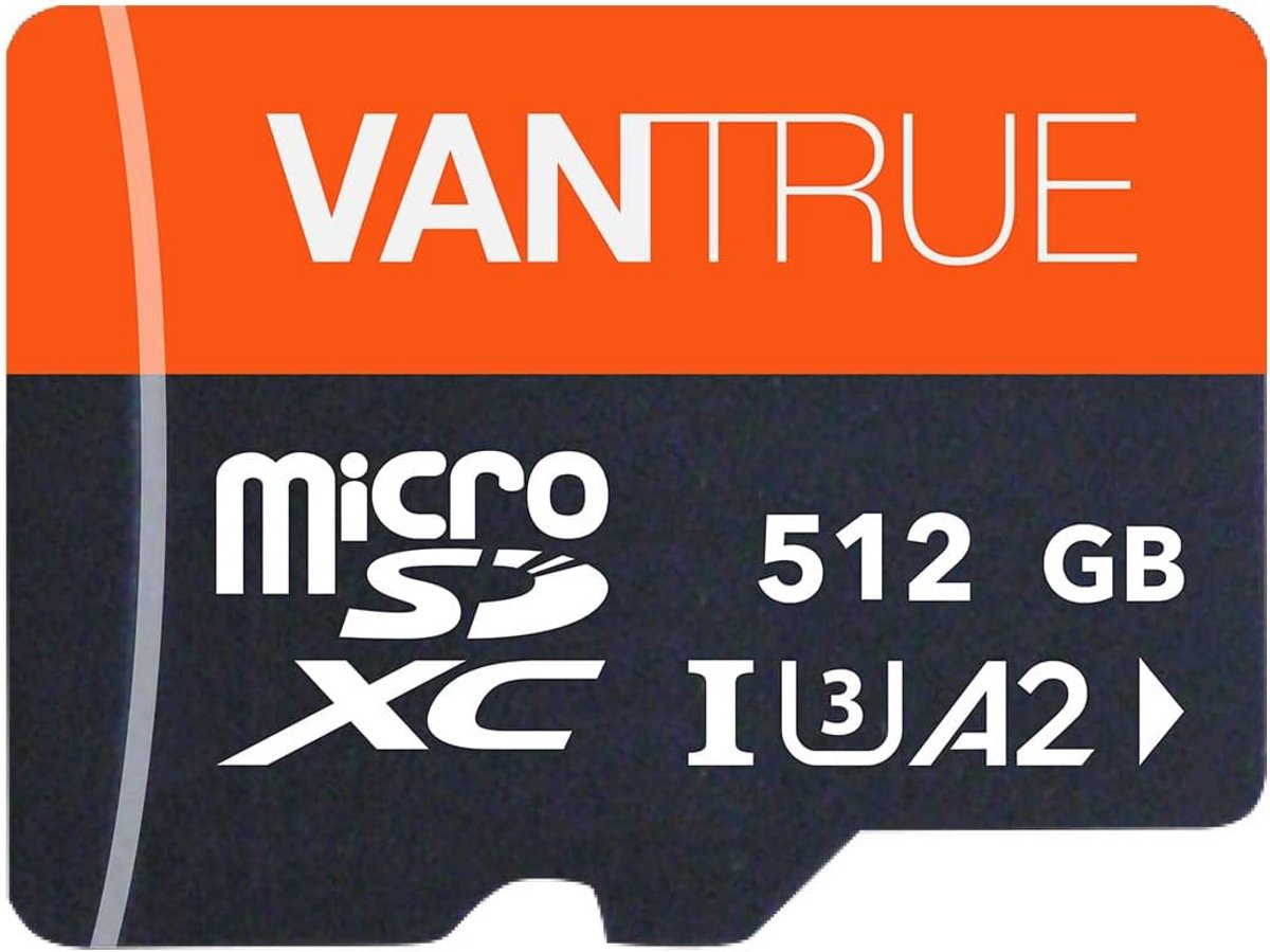 Geheugenkaart 512 GB microSD UHS-I U3 4K voor dashcams, smartphones en tablets