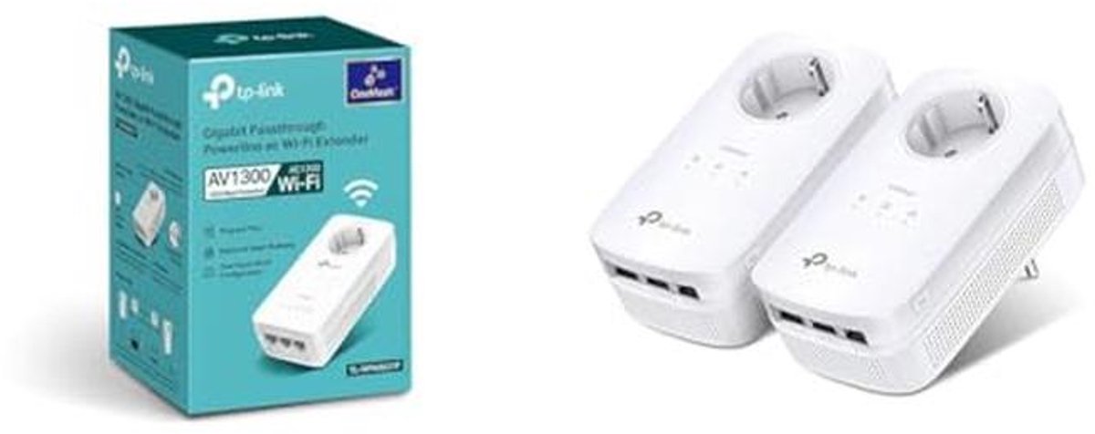 WLAN Powerline Adapter met Dual Band 1200Mbit/s en AV1300 Gigabit Netwerkadapter 1300 Mbps