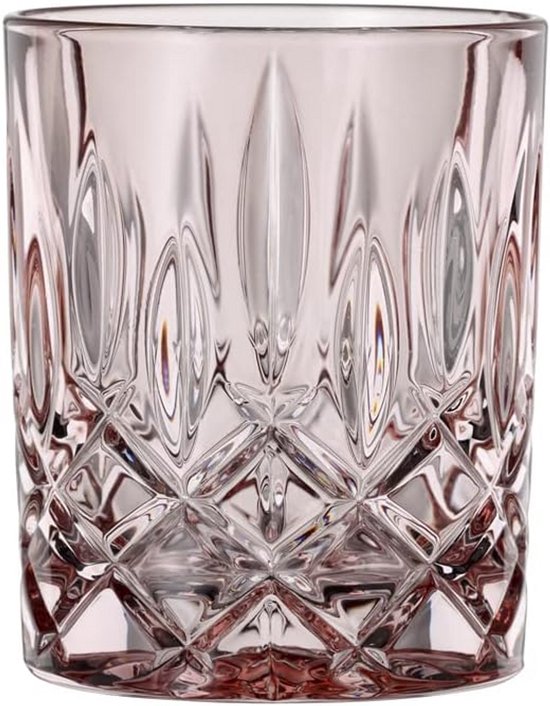 Set van 4 Kristallen Whiskyglazen met Lichtroze Tint, Noblesse Collectie