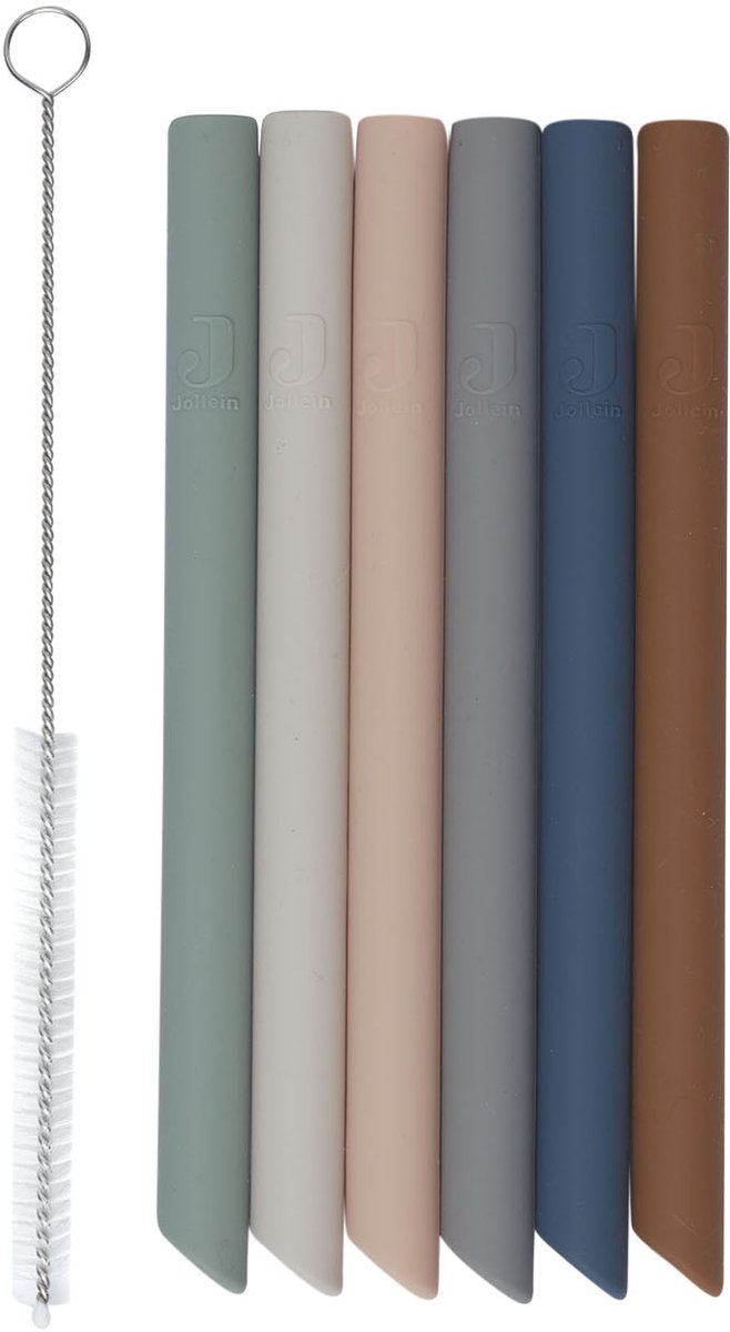 Jollein - Rietjes (Multicolour) - Siliconen - 6 stuks - Siliconen Rietjes Baby - 6-18 maanden