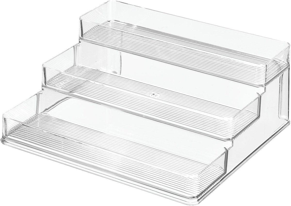 Drielaags plastic kruidenrek voor in de keuken, transparant model