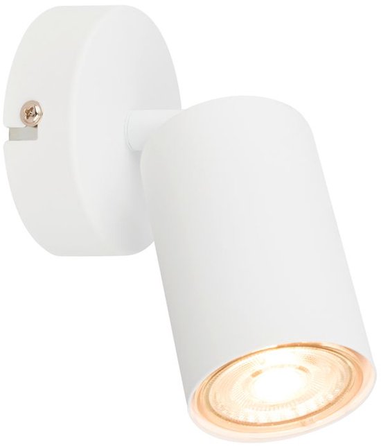 Spot de plafond blanc et orientable avec douille GU10, 8 x 15.5 cm.