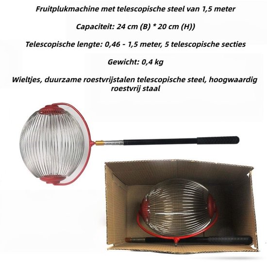 1 stuk - Fruitplukkers - Fruit en Noten Rapen Roller - Handmatige Opraper voor Appels， Walnoten en Kastanjes， Vermijd Buigen met deze Snelvullende Oogsthelper - Rood van Merkloos	 — afbeelding 5