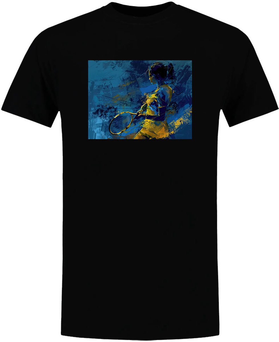 Tennis Schilderij Heren T-shirt -Kunst - Sport - Tennisracket - shirt