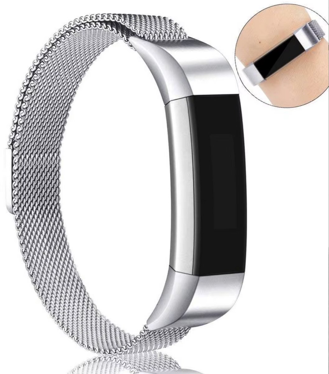 Zilverkleurig bandje geschikt voor Fitbit Alta / Alta H - Milanees bandje - Large - Metaal - CHPN