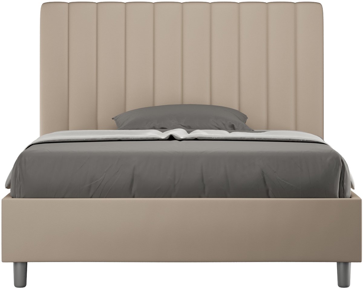 Queensize bed met gewatteerde bodem 120x190 duifgrijs kunstleer Agueda