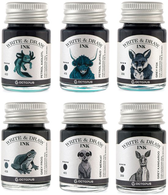 Octopus Inkt Octopus Write and Draw Ink Set MOUNTAIN, watervaste inkt voor schrijven ...