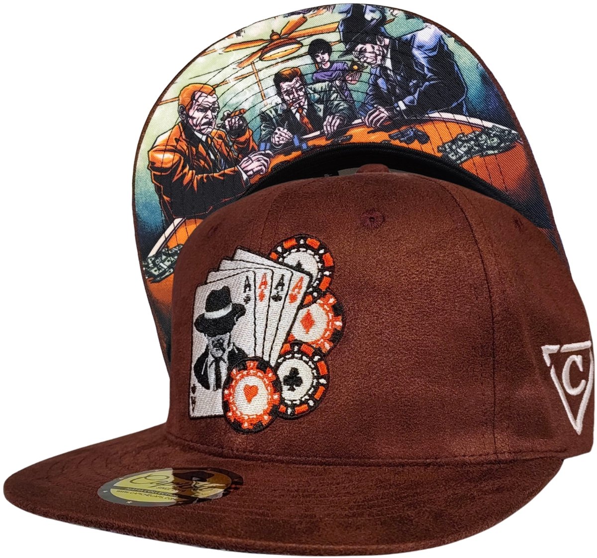 Capiche® Snapback Pet – Maffia Poker No.1 – Bordeauxrood Suède – Verstelbaar met Druksluiting – Pet Mannen – Maffia Collectie