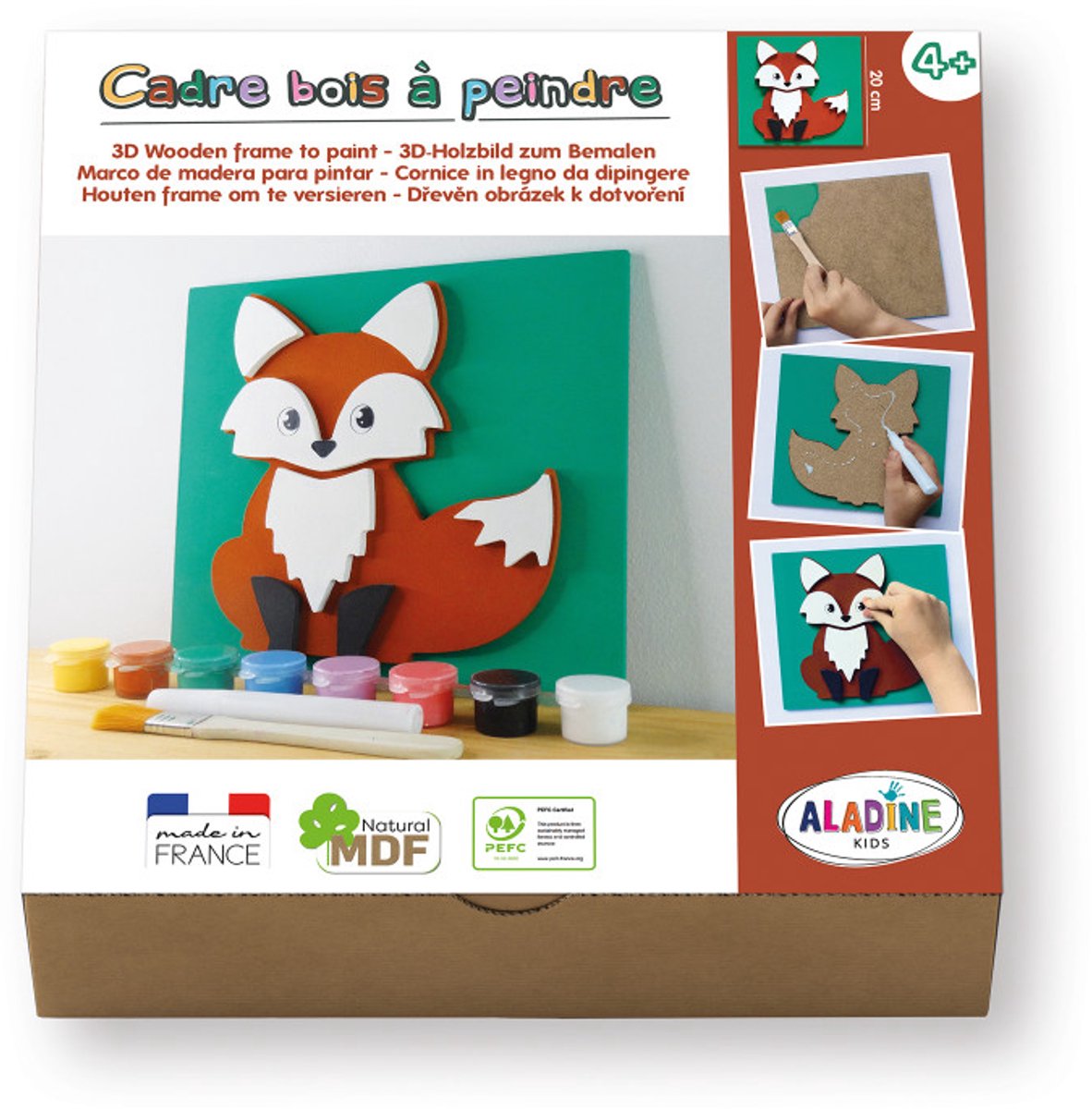 Aladine 3D schilderij knutselset vos van MDF - creatief speelgoed.