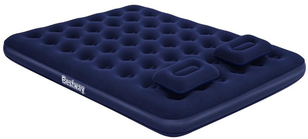 Bestway – Luchtbed – 2-Persoons – 152×203×22 cm – Blauw – Incl. Handpomp & 2 Kussens - 2-persoons Luchtbed - Luchtbed Camping - Luchtbed Buiten - Luchtbed Met Handpomp - Luchtbed Met Kussen