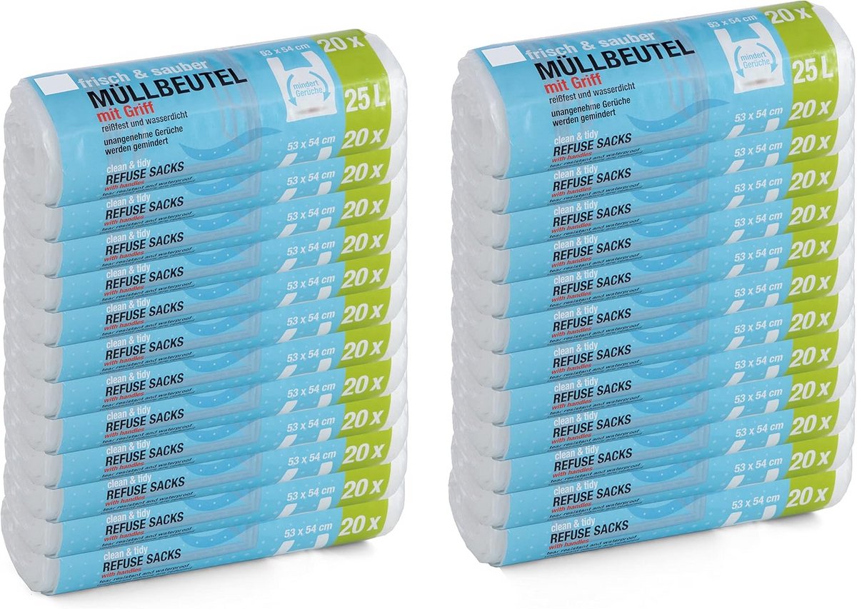 Vuilniszakken 25 Liter Sterk & Waterdicht - 480 Stuks met Trekband