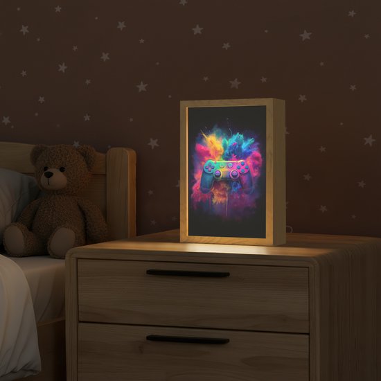 Nachtlampje 20x30 cm - Kinder lamp - Controller - Neon - Explosie - Kleurrijk - Tafellamp kinderkamer - Slaapkamer lamp - Bedlamp kinderen - Kinderlampje stopcontact - Wandlamp babykamer - Nachtlampjes van Merkloos — afbeelding 2