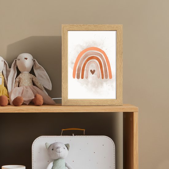 Nachtlampje 15x20 cm - Kinder lamp - Regenboog - Roze - Pastel kleuren - Hartje - Tafellamp kinderkamer - Slaapkamer lamp - Bedlamp kinderen - Kinderlampje stopcontact - Wandlamp babykamer - Nachtlampjes van Merkloos — afbeelding 3