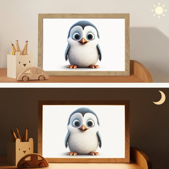 Nachtlampje 30x20 cm - Kinder lampje - Pinguïn - Dieren - Meisjes - Kind - Jongens - Tafellamp kinderkamer - Slaapkamer lamp - Bedlamp kinderen - Kinderlampje stopcontact - Wandlamp babykamer - Nachtlampjes van Merkloos — afbeelding 4
